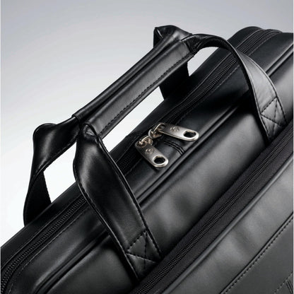 Samsonite Leather Slim Briefcase, Black, 16 Inch