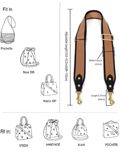 GOXTECH Purse Strap Replacement Crossbody Handbag Stripe Wide Adjustable (Brown -Bag Strap)