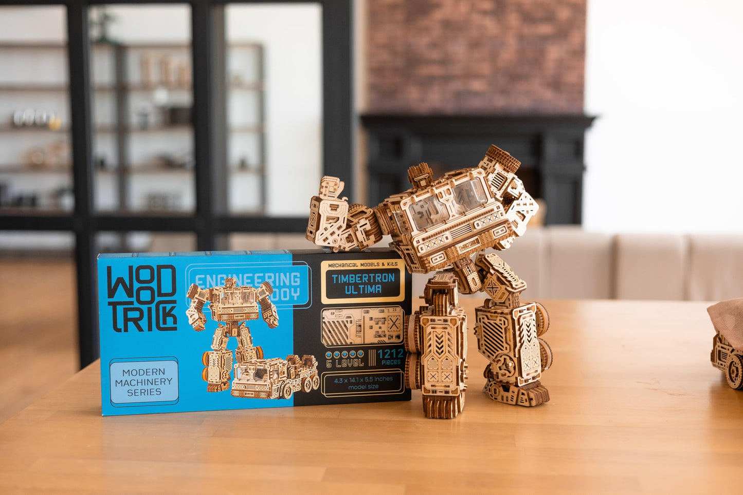 Wood Trick Timbertron Robot - Transforms into Rolling Truck 3D Wooden Puzzles for Adults to Build - Rides up to 9 ft - Wooden Models Engineering DIY Project Mechanical 3D Puzzles Model Kits for Adults