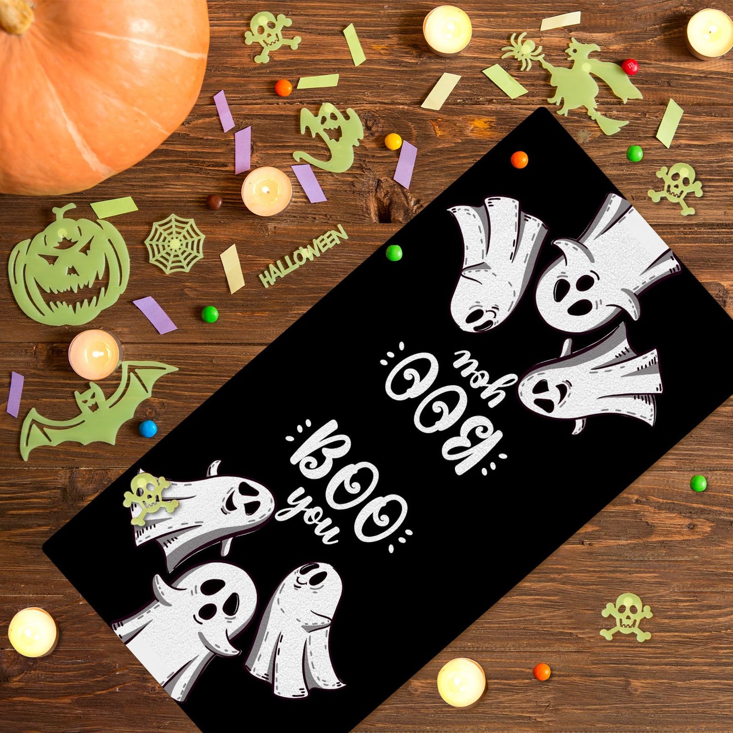 4 Pcs Halloween Kitchen Towels 15.7x23.6 Inches Funny Hand Towels for Bathroom Spooky Boo Ghost Dish Cloths Pumpkin Bat Ghost Halloween Bathroom Decortions Housewarming Gift for Home Wall Decor