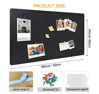 Yunihome Large Bulletin Board - Foldable 36x24 Inches Cork Board Alternative with 20 Push Pins, 3' x 2' Self-Adhesive Felt Bulletin Board for Wall, Home Office Classroom Decor