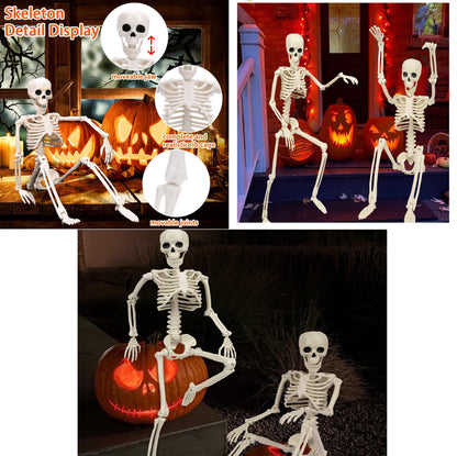 LIYUANBAIHUO 5 PCS Halloween Skeletons,16" Halloween Full Body Hanging Skeleton with Movable Posable Joints,Posable Skeletons for Graveyard Decorations, Spooky Scene Party Favors