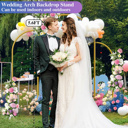 Hemmotop Metal Arch Backdrop Stand Set of 3, 6FT, 5FT, 4FT Party Arch Stands for Wedding, Birthday, Baby Shower, Bridal Shower - Balloon Arched Frame for Garden Decor, Gold Floral Arches, 3 Pieces