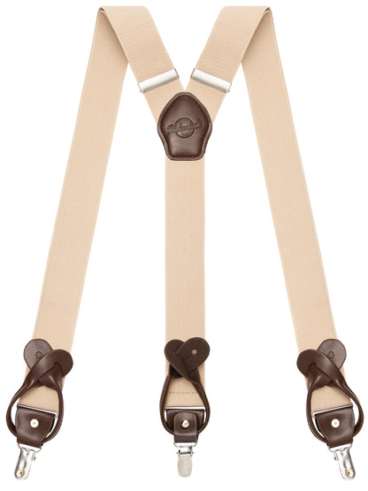 Kohentact Suspenders for Men Fully Adjustable 1.4in Y-Back Convertible End with Clips + 6 Buttons