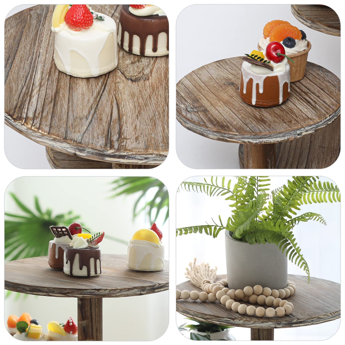 SwallowLiving 5 Tier Round Cupcake Tower Stand for 60 Cupcakes Wooden Cake Stands Farmhouse Tiered Tray Decor Cupcake Display for Birthday Graduation Baby Shower Tea Party and Wedding