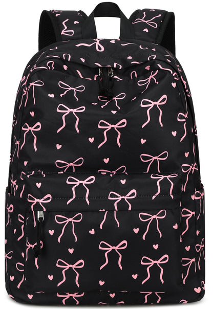 LOIDOU Backpack for Girls School Backpacks Bookbags for Elementary Middle School Women Laptop Backpacks (Bow tie Black, L-17)