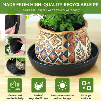 AKODENORA 10 Pack Plant Drip Trays, 9inch Heavy Duty Plastic Plant Saucer, Plant Pot Saucers Bulk, 1.5'' Deeper Plant Plates to Catch Water Durable Flower Pot Plant Saucer for Indoors Outdoor Use