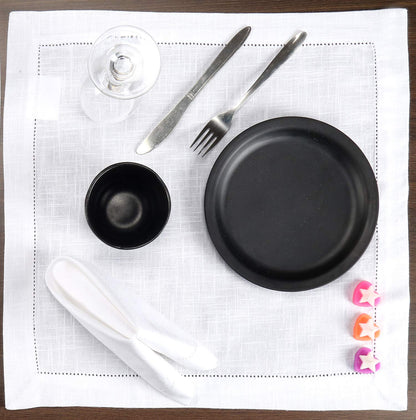 Lightnpro White Hemstitched Cotton Napkins Set of 6 – 18x18 Inch Dinner Cloth Napkins, Soft & Washable, Elegant Table Napkins for Dining, Wedding, Special Occasions & Everyday Use