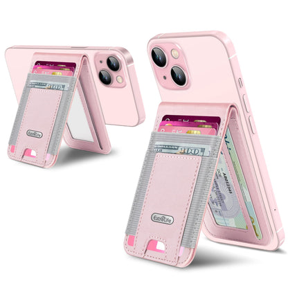 For Magsafe Wallet Stand, Strongest Magnetic Wallet for iPhone 17/16/15/14/13/12 Series, Adjustable Stand, ID Window, 4 Card Slots, 10 Cards Holder, Vegan Leather, RFID Blocking, Pink