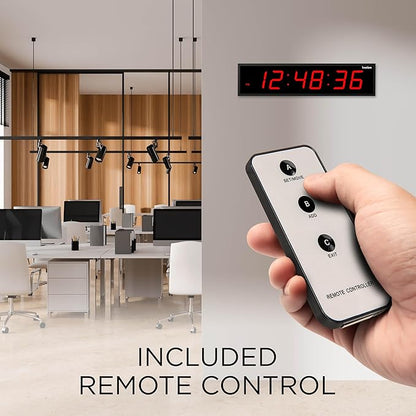 Ivation Oversized Large Digital Wall Clock - Big LED Digital Clock w/Large Display & Durable Aluminum Frame, Shelf or Wall Mount (30 Inch - Red) 6 Brightness Levels | Time Memory | Remote