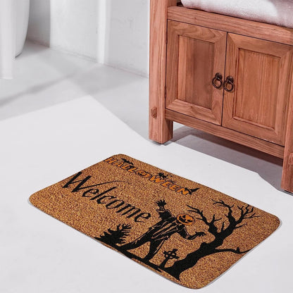 Beware of Hitchhiking Ghost Doormat - Haunted Mansion Horror Halloween Door Mat for Home, Kitchen, Bathroom Decoration - Housewarming Gift 30X17 Inch