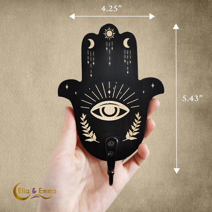 Ella & Emma Wall Mounted Coffin-Shaped Key Holder - Gothic Home Decor Wall Hanger with Hook - Gothic & Spooky Halloween Decor for Home - 2 Pieces (HAMSAHAND)