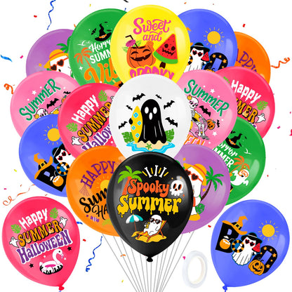 HOWAF 36pcs Summer Halloween Balloons, Spooky Summer Latex Balloons, Summer Halloween Decorations Balloon, Hawaii Halloween Balloon, Hawaii Themed Hallows' Eve Ghost Party Supplies