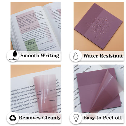 YOUDEFUL Transparent Sticky Notes, 3"x3" Clear Sticky Notes, Waterproof Translucent Sticky Note Pads for Books Annotation, Clear Post it Notes for Bible Study, School, Office