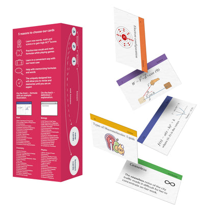 ACT Flash Cards 2026 | 400 ACT Math and Science Flash Cards | Vocab Cards | Prep Cards | Board Games | Test Prep Flashcards | ACT Study Kit for Classroom and Home