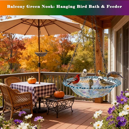 4 Pack Super Value Hanging Plastic Bird Baths and Feeders for Outdoors Bird Water Bowls and Seed Trays Set Attract Wild Birds Garden Yard Decor Gift (4 Pack Blue)