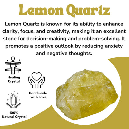 Amazing Gemstone 2 Pieces Lemon Quartz Raw Crystals and Healing Stones, Natural Rocks for Tumbling and DIY Raw Stones and Crystals