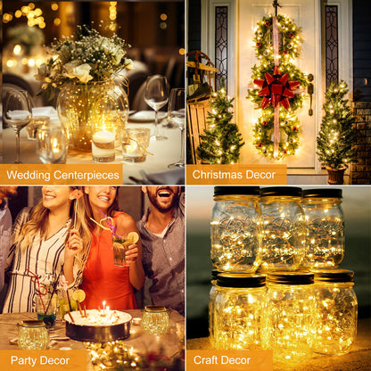 btfarm 24 Pack Fairy Lights Battery Operated [3 Modes], 7ft 20 Led Twinkle Lights String Lights Waterproof Bulk Small Mini Silver Wire for Christmas Mason Jars Wedding Table Centerpiece, Warm White