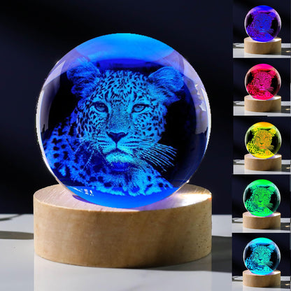 3D Cheetah Gifts for Women - Crystals Ball 60mm - Glass Animals Figurine Cheetah Decor Stuff for Anniversary Birthday