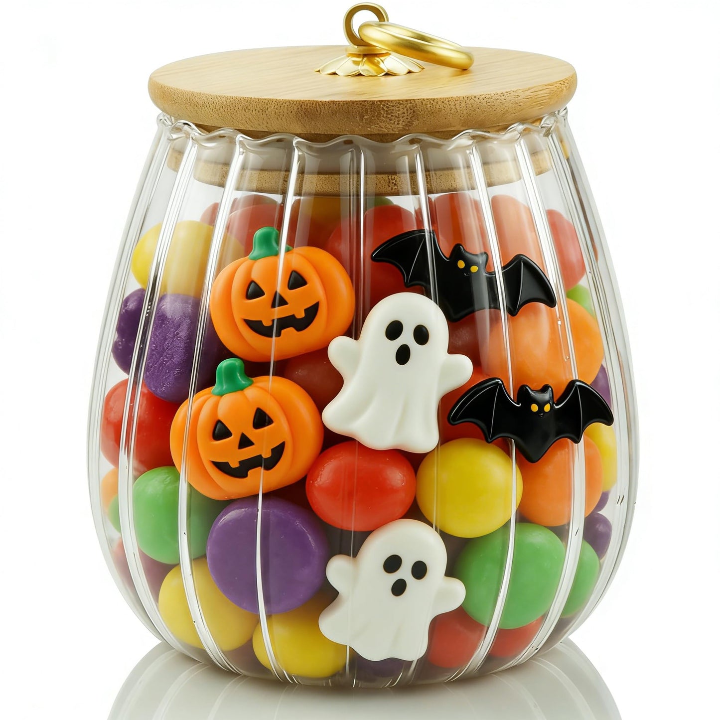 LUATSDAR Clear Glass Jar Coffee Canister, Cookie Candy Jar Sugar Container with Airtight Bamboo Lid, 23 FL OZ Kitchen Food Storage Container for Pantry, Flour, Pasta, Cereal, Beans, Spice, Oval