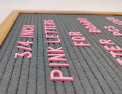 G GAMIT Felt Letter Board Letters Sets - Pre-cut 340pcs 3/4 Inch(0.75") Pink Letters with Canvas Bag(No Board Included)