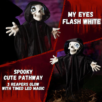 Halloween Outdoor Decoration, Halloween Grim Reaper Pathway Lights with Timer, Landscape LED Path Light Stakes, Sidewalk Glowing Lamp, Walkway Lighting Decorative for Garden, Patio, Yard Lawn, (3pack)