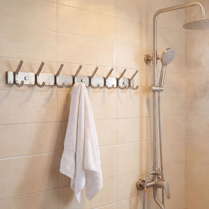 WEBI Heavy Duty 24 Inch SUS 304 Coat Bath Towel Hook Hanger Rail Bar with 8 Hooks,Brushed Finish,for Bedroom,Foyers,Hallways Home Office Storage Organization, C-CBG08