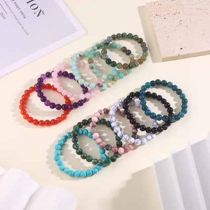 SAMOCO 12PCS 8mm Natural Crystal Bracelets for Women Men Semi-Precious Gemstone Beaded Bracelets Round Beads Gemstones Stretch Yoga Bracelet