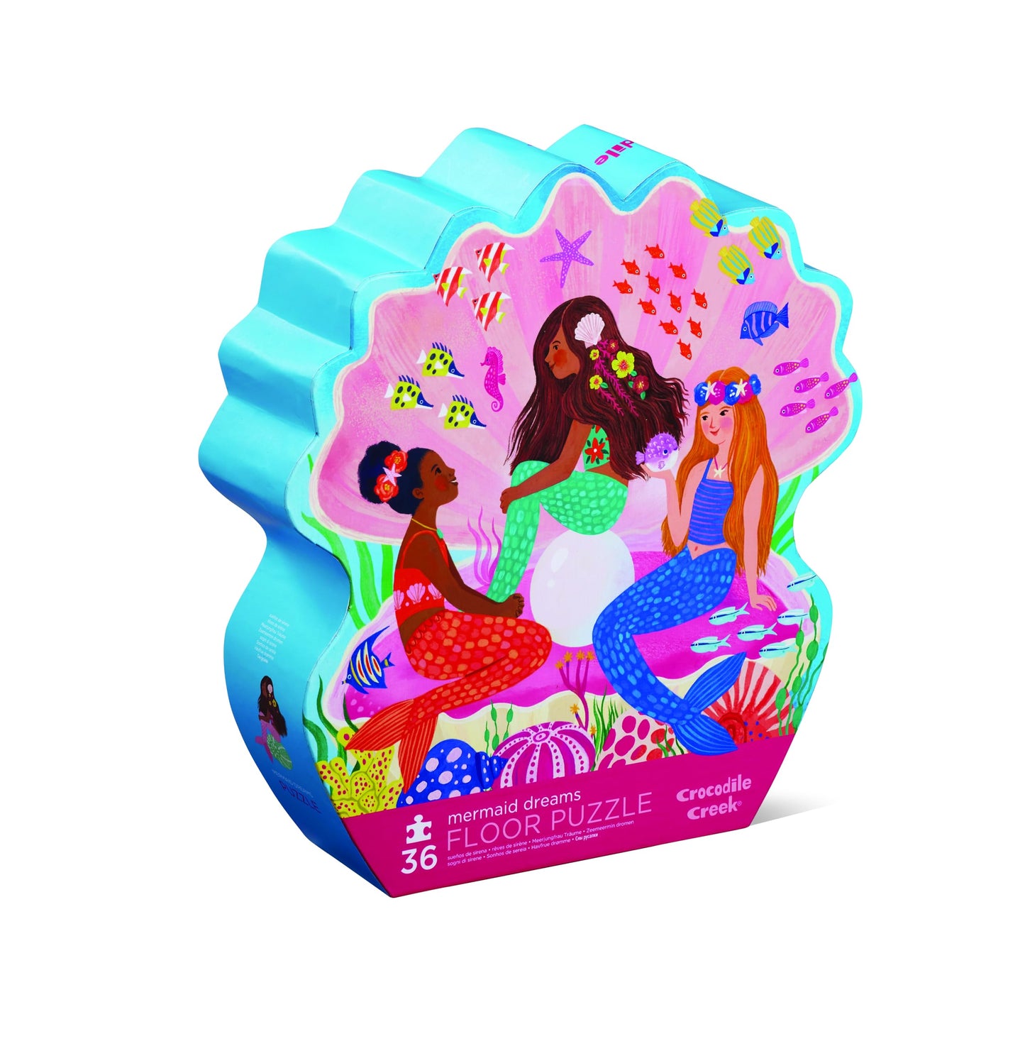 Crocodile Creek 36-Piece Jigsaw Floor Puzzle - Fun Floor Puzzles for Kids Ages 3-5 - Heavy-Duty Shaped Box for Storage - Mermaid Dreams - 24" W x 18" H Finished