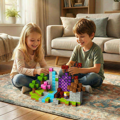 Petenjoy Mini Magnetic Blocks Travel Set with Iron Case - 60 PCS Magnet Building Cubes Travel Toys for Kids 4-8 Toddler Airplane Essentials, Stem Toys Gift for Boys and Girls