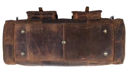KomalC 28 inch Duffel Bag Travel Sports Overnight Weekend Leather Duffle Bag for Gym Sports Cabin Holdall bag (Distressed Brown)