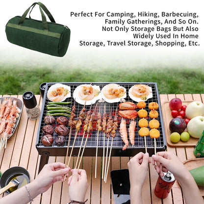 Fvbiywpil Grill Accessory Storage Bag, 24"" Extra Thick Canvas Grill Utensil Storage Bag, Double Zipper Grill Tool Storage Bag, BBQ Tool Storage Bag Carry Bag for Camping Hiking Barbecue, Dark Green