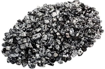 ZenQ 1 lb Snowflake Obsidian Tumbled Stone Chips Crushed Natural Crystal Quartz Pieces