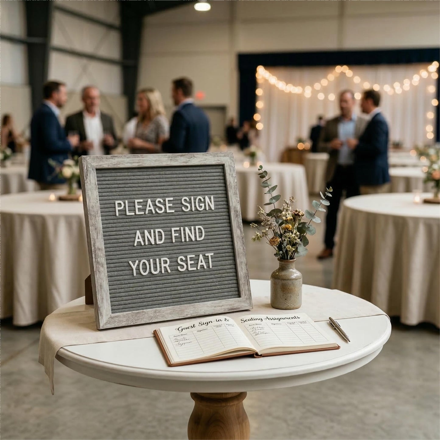 C CRYSTAL LEMON Rustic Gray Felt Letter Board 10x10 Inch, 336 Letters Numbers and Symbols, Changeable Wooden Message Board with Wall Mount and Display Stand