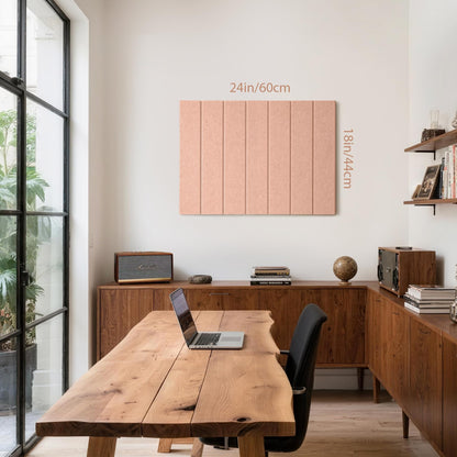 Lightomorrow Bulletin Board, 24 x 18 inches Felt Board Decorative Pin Board, 4' x 3' Cork Board Alternative for Wall, Foldable Photo Board with 20 Pushpins - Mauvey Pink Stripes