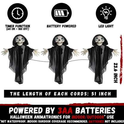 Halloween Outdoor Decoration, Halloween Grim Reaper Pathway Lights with Timer, Landscape LED Path Light Stakes, Sidewalk Glowing Lamp, Walkway Lighting Decorative for Garden, Patio, Yard Lawn, (3pack)