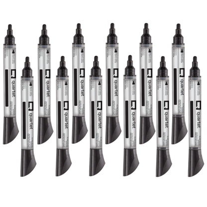 Quartet Glass Board Dry Erase Markers, Premium, Bullet Tip, Black, 12 Pack (79553)