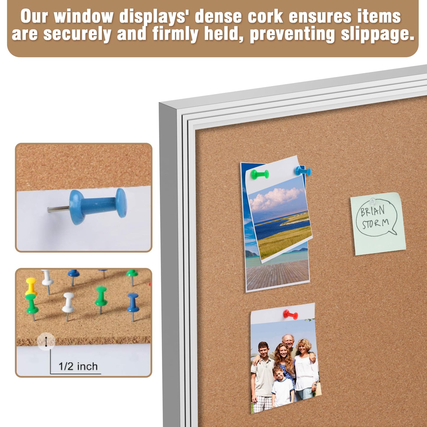 Mifuro 70"x34" Enclosed Bulletin Board, Outdoor Lockable Weather-Resistant Aluminum Cork Noticeboard for School & Office, Silver Frame w/Cork