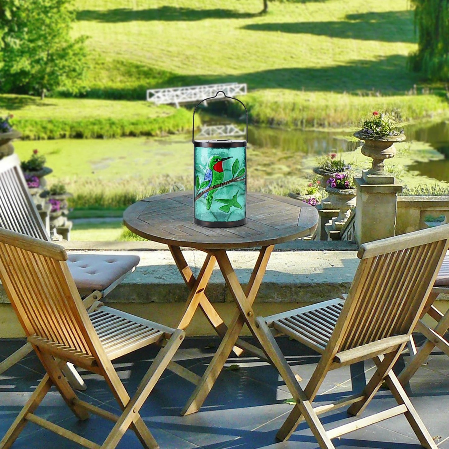 Afirst Hanging Solar Lantern Outdoor Bird Glass Lights Waterproof LED Lamp for Garden Yard Tree Desk Decor