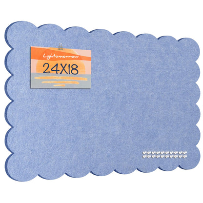 Lightomorrow Scalloped Bulletin Board, 24 x 18 Inches Felt Pin Board - Decorative Cork Alternative for Wall, Foldable Picture Self-Adhesive Vision Prayer Board with 20 Pushpins - Lavender Blue