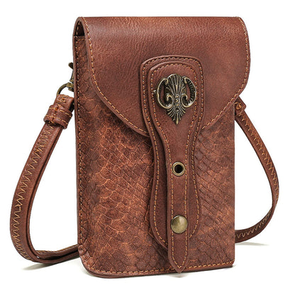 Small Crossbody Bag Shoulder Purse Leather Belt Pouch Waist Bag Fanny Pack Phone Holder Medieval Vintage Festival Renaissance Punk Costume Travel Wallet (Brown 089)