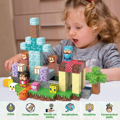 JIMI Magnetic Blocks -150pcs Magnetic Building Block Set STEM Construction Toys for Kids Age 3-8, 1 inch Magnet Blocks Montessori Sensory Stacking Toys Christmas Birthday Present for Boys Girls
