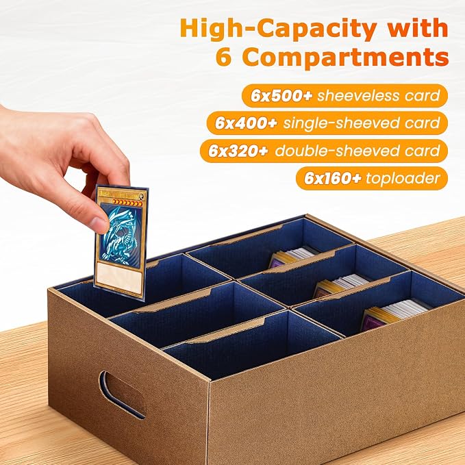 Card Storage Deck Box, 6000 Count Bulk Card Storage Boxes | 5-Layer Corrugated Cardboard Storage, Removable Trading Card Holder Organizers for Magnetic Holders, Toploaders, TCG, MTG