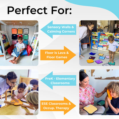 9 Labeled Sensory Mats w/Lesson Plans | Sensory Toys for Kids with Autism | Mats for Autistic Children | Occupational Therapy Toys | Sensory Wall for Autism Classroom Must Haves
