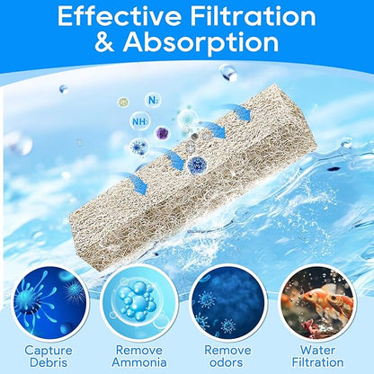 Ammonia Reducer Filter Pads Compatible with Aqueon Quietflow 20 & 75, Sponge Replacement Filter Cartridges for Aqueon Quietflow LED PRO Aquarium Fish Tank Power Filter 6PCS