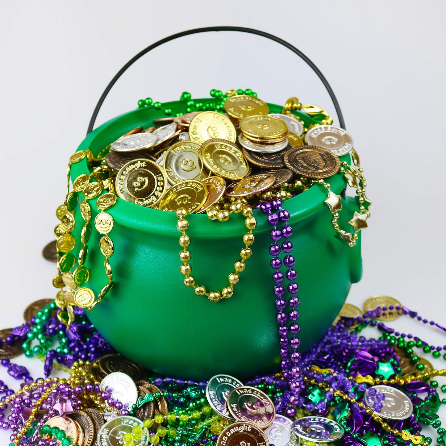 GIFTEXPRESS 8" Green Cauldron Kettle for St Patrick Day, Mardi Gras, Halloween, Pot of Gold Pot, Lucky Leprechaun Kettle, Plastic Cauldron