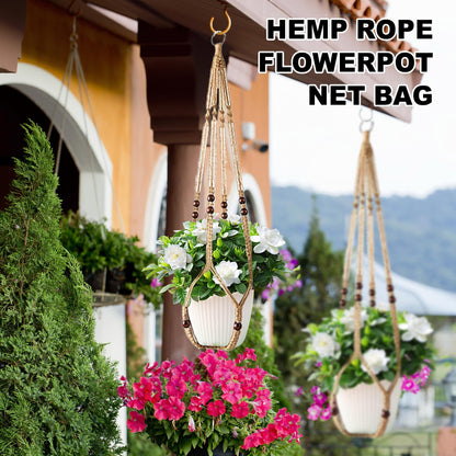 3Pcs Macrame Plant Hangers Indoor 35Inch Brown Hemp Rope Plant Hanger Hanging Plant Holders Hanging Planter Basket Flower Pot Holder with S Hooks and Hook Nails, Crochet Home Decor Plant Hanger