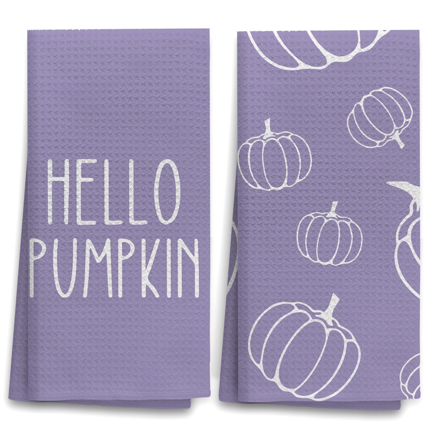 OHSUL Purple Fall Kitchen Towels Decor, Autumn Pumpkin Decor, Fall Hand Dish Towels, Fall Autumn Decor Decorations for Home, Fall Bathroom Decor, Housewarming Gifts, Set of 2