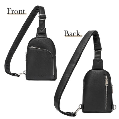 INICAT RFID Blocking Sling Bag, Anti Theft Crossbody Bag for Women Compact Travel Purses Vegan Leather (Black)
