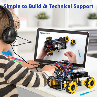 ACEBOTT Smart Robot Car Kit Compatible with Arduino, Robotics for Kids Ages 8-12 12-16, Electronic Programming Project/STEM Science Kits Coding Gifts for Adults and Youths